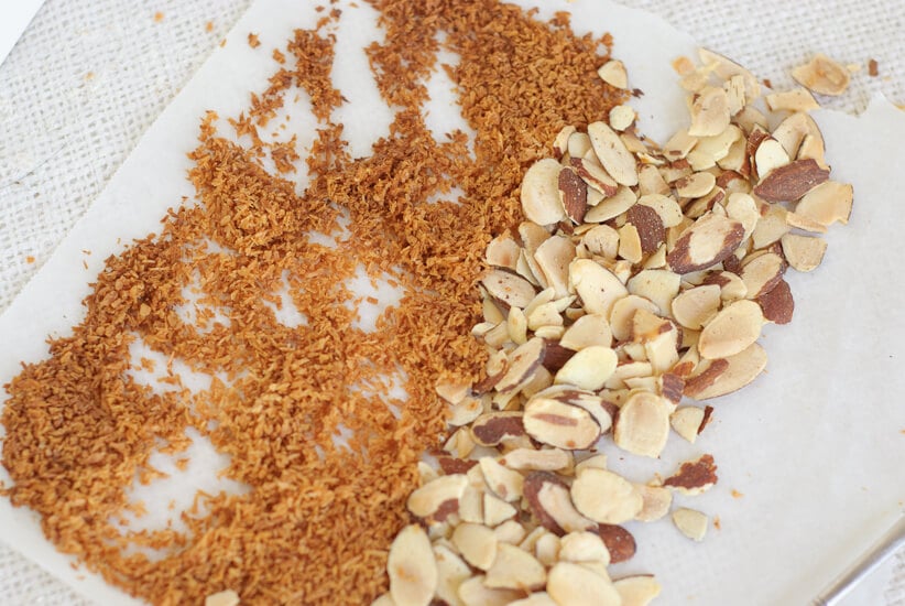 toasted almonds and coconut toasted almonds and unsweetened coconut