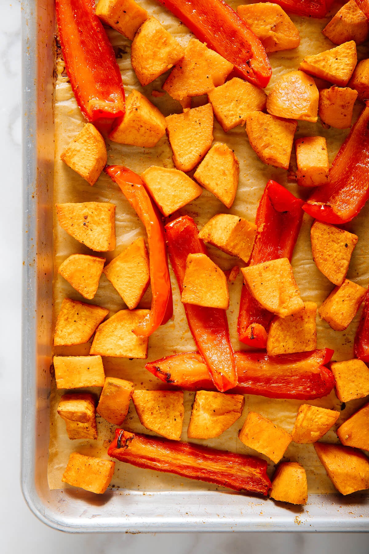 roasted sweet potato and bell pepper