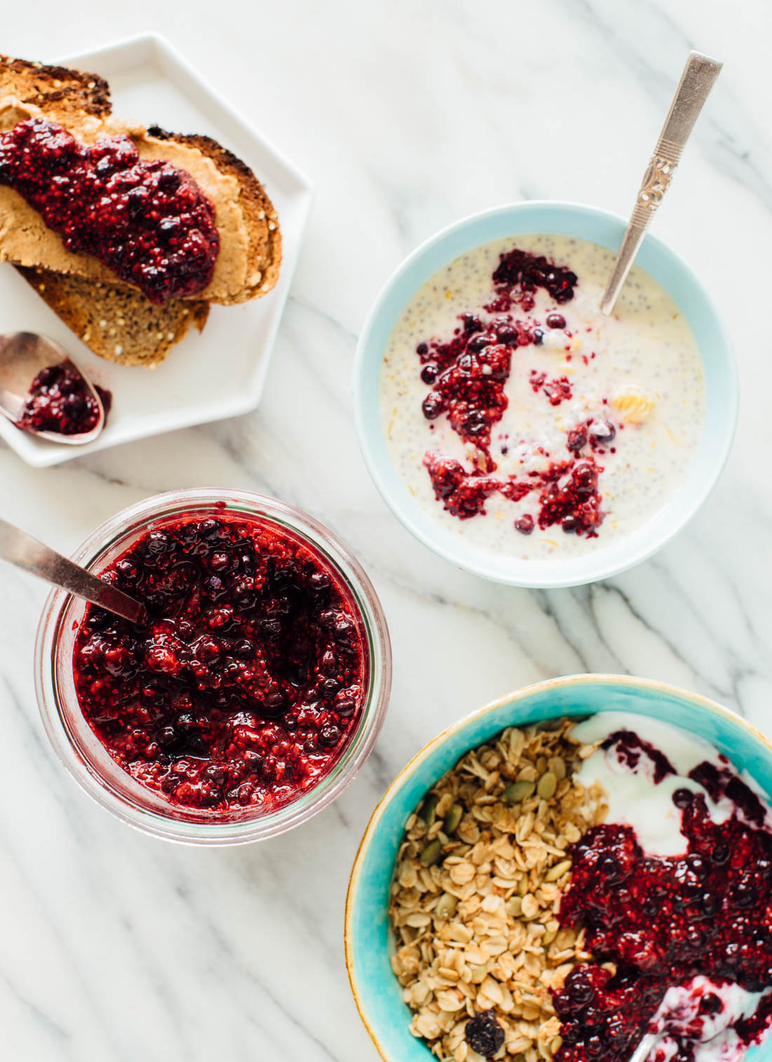 So many delicious uses for this easy berry chia jam recipe! It's a great way to eat more nutrient-rich berries.