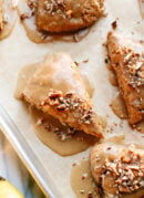Banana nut scones with maple glaze