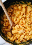 butternut squash mac and cheese in pot